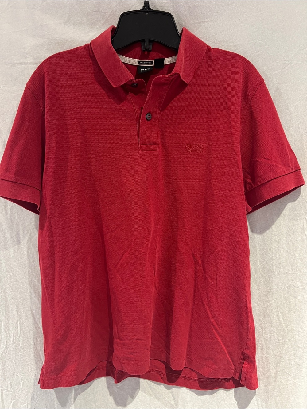 Boss Red Short Sleeve Polo with Embroidered Chest Logo
